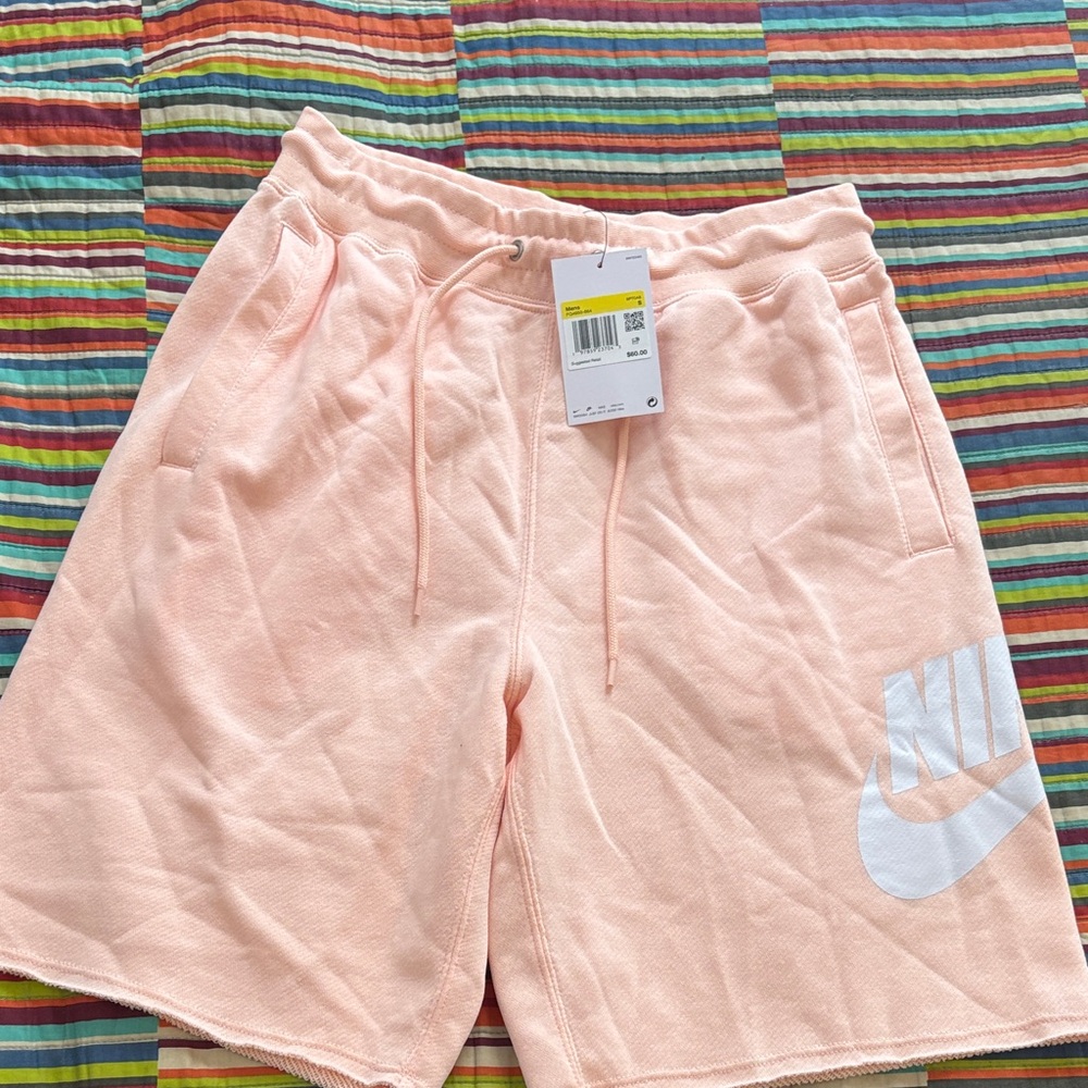 Nike Light Pink Shorts with White Logo size small new tags, big logo
